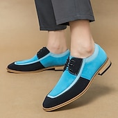 abordables Semi-formel-chaussures oxford à lacets de style vintage pour hommes – design en toile bicolore et similicuir pour une tenue formelle et décontractée
