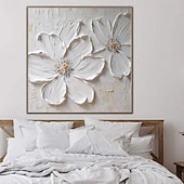 voordelige Schilderijen van bloemen/planten-handgemaakte handgeschilderde olieverfschilderij 3d grote witte bloem olieverfschilderij op canvas origineel acryl schilderij zwaar getextureerd schilderij abstract landschap wandkunst bloemen