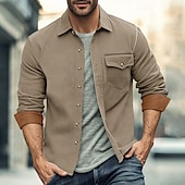 economico Camicie da uomo-Per uomo Camicia Camicia di flanella Sovracamicia Color Block Esterno Strada Nero Bianco Rosso Blu marino Manica lunga Inverno Primavera &amp; Autunno Abbigliamento