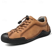 abordables Baskets-baskets décontractées en similicuir marron pour hommes avec lacets élastiques réglables - semelle antidérapante durable, coupe confortable pour un usage quotidien