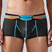 cheap Men&#039;s Boxers Underwear-Men&#039;s 1 PCS Boxers Underwear Boxer Shorts Patchwork Elastic Waist Chinlon Breathable Soft Comfortable Color Block Letter Mid Rise Black White