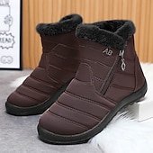 cheap Winter &amp; Snow Boots-Men&#039;s Gray Winter Boots with Zipper Closure, Warm Fleece Lining, and Waterproof Design – Ideal for Outdoor Activities in Cold Weather