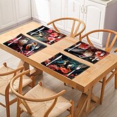 cheap Placemats &amp; Coasters &amp; Trivets-Valentine&#039;s Day Placemats Set of 4 Romantic and Decorative Table Mats Featuring Heart or Rose Patterns Durable and Heat-Resistant Perfect for Adding a Touch of Love to Your Dining Table Decor
