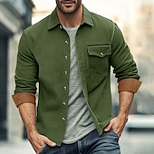 economico Camicie da uomo-Per uomo Camicia Camicia di flanella Sovracamicia Color Block Esterno Strada Nero Bianco Rosso Blu marino Manica lunga Inverno Primavera &amp; Autunno Abbigliamento