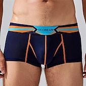 cheap Men&#039;s Boxers Underwear-Men&#039;s 1 PCS Boxers Underwear Boxer Shorts Patchwork Elastic Waist Chinlon Breathable Soft Comfortable Color Block Letter Mid Rise Black White