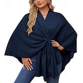 お買い得  ファーラップ-女性用ショールラップ、クロスフロントポンチョセーター、ニットケープ、柔らかく暖かい、エレガント、秋冬春の結婚式用