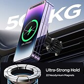levne Držáky do auta-Držák na telefon do ventilace auta otočný magnetický držák telefonu do auta kompatibilní s bezdrátovým nabíjením
