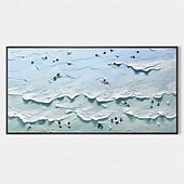 preiswerte Blumen-/Botanische Gemälde-3D-Wellenmalerei, handgefertigtes blaues Ozean-Ölgemälde, zeitgenössisches Indigo-Gemälde auf Leinwand, große Kunst, Ozean-Meer-Gemälde, Wohnkultur-Gemälde, 3D-Wellen-Ölgemälde, Strandgemälde,