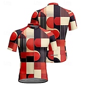 abordables Maillots pour hommes-Homme Maillot Velo Cyclisme Manche Courte Cyclisme Tee-shirt Maillot avec 3 poches arrière VTT Vélo tout terrain Respirable Séchage rapide Conception anatomique Mèche Rouge vin Rouge Bleu Bloc de