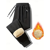 economico Pantaloni della tuta-Per uomo Sherpa Pantaloni in pile Pantaloni della tuta Pareggiatore Pantaloni Tasche A cordoncino Vita elastica Liscio Comfort Caldo Sportivo Giornaliero Di tendenza Informale Nero Grigio Media