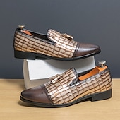 economico Semi-formale-mocassini da uomo in similpelle con motivo coccodrillo marrone e dettaglio nappa – eleganti scarpe eleganti slip-on per occasioni formali e abbigliamento da ufficio