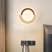 cheap Indoor Wall Lights-Wabi-sabi Yellow Limestone Wall lamp Milky White Glass Lampshade Natural Stone Wall lamp Indoor Retro Circular Marble Wall Lamp 110-240V 20W