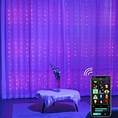 ieftine Conectat Electric-lumina cortină cu LED magic de Crăciun control prin bluetooth control punct aplicație lumini șir din piele 2x2m 200leds 3x3m 300leds Crăciun nuntă casă de vacanță dormitor sufragerie balcon