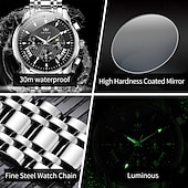 economico Orologi al quarzo-OLEVS Da uomo Orologio al quarzo Di tendenza Orologio casual Orologio da polso Visualizzazione delle fasi lunari Luminoso Calendario Cronografo Acciaio Guarda