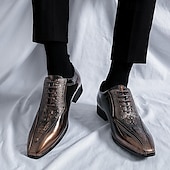 baratos Formal-sapatos oxford masculinos bronze metálico com padrão de crocodilo e detalhes perfurados - calçados formais elegantes para casamentos, festas e eventos empresariais