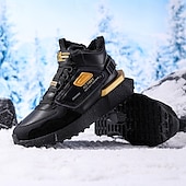 economico Sneakers da uomo-sneakers alte invernali da uomo con fodera in pelliccia sintetica – caldi stivali da neve con lacci per attività all&#039;aperto, suola impermeabile e antiscivolo, elegante design beige