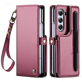 economico Cover Samsung-telefono Custodia Per Piegatura a Z 7 Z Fold 6 Copertura Posteriore Custodia Portafoglio con Supporto Con Cinturino da Polso con portapenne Retrò TPU PC