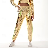 cheap Bottoms-1980s Hip Hop Shiny Metallic Pants Jogger Pants Color Block Women&#039;s Carnival Costume Carnival Mardi Gras Performance Party Pride Parade Adults&#039; Pants