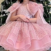 voordelige Feestjurken-Kinderen Voor meisjes Feestjurk Effen Kleur Mouwloos Prestatie Netstof Prinses Zoet Netstof Halverwege kuit Schede jurk Tule-jurk Zomer Lente Herfst Kinderen Wit Champagne Blozend Roze
