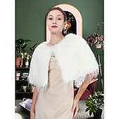 billige Sjaler &amp; Innpakninger-imitert pels skulder sjal wrap viking cape for kvinner brude bryllup skuldertrekk fest vinter capelet