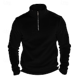 billige Basic gensere-Herre Genser Polarfleece Kvart glidelås genser Svart Militærgrønn Kakifarget Mørkegrå Lyseblå Halv glidelås عادي Sport &amp; Utendørs Daglig Ferie Polyester Gatemote Grunnleggende Fritid Høst vinter Klær