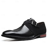 economico Semi-formale-scarpe da uomo con cinturino alla caviglia in pelle sintetica e pelle scamosciata bicolore – eleganti scarpe eleganti con fibbia per occasioni formali