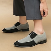 abordables Semi-formel-chaussures oxford à lacets de style vintage pour hommes – design en toile bicolore et similicuir pour une tenue formelle et décontractée