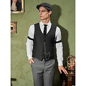 ieftine îmbrăcăminte-Retro / vintage Urlați 20 de ani Anii 1920 Ținute Vestă Set accesorii Domn Gangsteri Bărbați Costum de carnaval 8 piese Crăciun Halloween Carnaval Mascaradă Petrecere cu cocktail Tematica Adulți