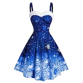 preiswerte Weihnachtsparty-Kleid-A-Linie Kleid Ausgefallenes Weihnachtskleid Weihnachten Damen Weihnachten Maskerade Heiligabend 1950s Erwachsene Party Weihnachten Silvester Kleid
