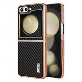 cheap Samsung Cases-Phone Case For Samsung Galaxy Z Flip 6 Z Flip 5 Z Flip 4 Z Flip 3 Back Cover Shockproof Retro Carbon Fiber Plating