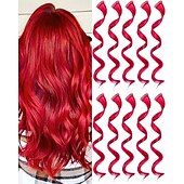cheap Clip in Extensions-10 PCS Hair Extensions Curly Wavy Synthetic Hairpieces Clip in Rainbow Neon Party Highlights, Colorful Hair Accessories for Kids Girls Women 17 inch