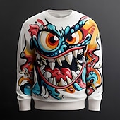abordables Patrón 3D-Hombre Unisexo Caricatura Monstruo Sudadera Sudadera Manga Larga Camisa de entrenamiento Cuello Barco Moda Diario 3D Impresión 3d Vacaciones Fiesta Festivos Cuello redondo Impresión 3D 3D Invierno