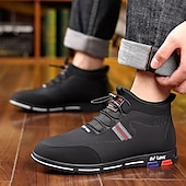 baratos Ténis para Homem-tênis casuais masculinos forrados e quentes de inverno – sapatos de cano alto com cadarço à prova d&#039;água e forro de pelúcia, sola antiderrapante, ideal para atividades ao ar livre e clima frio
