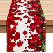 abordables Chemins de Table-chemin de table rose pour la Saint-Valentin, décoration de table florale romantique avec un élégant design de rose, parfait pour ajouter une touche d&#039;amour et d&#039;élégance à votre dîner de la