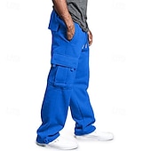 baratos Calças Desportivas-Homens Calças de lã Calças Esportivas Corredor Calças Calça de moletom cargo Com Cordão Cintura elástica Bolso multi Côr Sólida A Prova de Vento Exterior Comprimento total Casual Diário Moda Roupa de