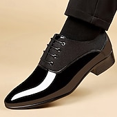 economico Formale-scarpe oxford da uomo in vernice rossa – design formale moderno con chiusura con lacci, ideali per lavoro, feste e occasioni speciali