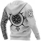 baratos Moletons masculinos com capuz-Homens Estampas Abstratas Viking Moletom Moletons Moletom com capuz Manga Longa Moletom com capuz Com Capuz Roupa de rua Impressão 3D Diário Esportes Cinzento Imprimir Primavera &amp; Outono Designer