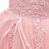 abordables Robes à Fleurs pour Filles-Robe de Demoiselle d&#039;Honneur Fille enfants Fille Robe de princesse Utilisation Mariage Soirée Elégant Magnifique Maille Couleur unie Sans Manches Col Ras du Cou Blanche Rose Claire 4 ans et +