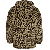 preiswerte Herrenjacken &amp; Herrenmäntel-Herren Winterjacke Fleecejacke Mantel aus Kunstpelz Täglich Urlaub warm Tasche Vlies Herbst Winter Leopard-Druck Modisch Strassenmode Mit Kapuze Standard Gelb Blau Grün Jacken