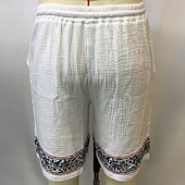 baratos Feriado-Homens Calção Shorts de linho Shorts de verão Shorts de praia Patchwork Com Cordão Cintura elástica Tecido Respirável Comprimento do joelho Férias Feriado Praia Moda Casual Branco