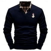 cheap Men&#039;s Printed Sweaters-Christmas Men&#039;s LOVE Gesture Pullover Sweater Jumper V Neck Casual Party Evening Wear Daily New Years Eve Sweater Embroidered Knitting Warm Long Sleeve Fall Winter Wine Black White