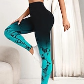 abordables Leggings et collants de yoga-Pantalon de yoga Leggings de yoga Femmes Yoga Entraînement en salle Pilates Collants Taille haute Teinture par nouage Automne Des sports Tenues de Sport Élastique Mince Noir Blanche