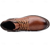 levne Kotníkové boty-pánské vintage hnědé kotníkové boty z umělé kůže – klasický šněrovací design s robustní podrážkou pro práci i běžné nošení