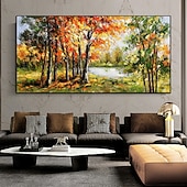 preiswerte Landschaftsgemälde-handgefertigtes Ölgemälde auf Leinwand, Wandkunst, Dekoration, moderne schöne Ahornwaldlandschaft für Wohnzimmer, Heimdekoration, gerolltes, rahmenloses, ungedehntes Gemälde