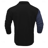 abordables Polo géométrique pour homme-Homme Rayé Chemises Polo Gaufre manche longue Polos Col Vêtement décontracté de travaile Tenue de soirée Tenue Quotidienne Boutons Impression 3D Printemps Automne Hiver Bleu
