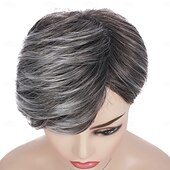 abordables perruque plus âgée-perruque courte pour femme en cheveux synthétiques superposés résistants à la chaleur pour une utilisation quotidienne en soirée