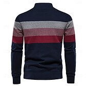 economico Maglioni e Cardigan Elite da Uomo-Per uomo Felpa Maglione Maglieria A Coste Maglia Top Regolari Cerniera Blocco di colori Collo ripiegato Maglieria Neutro All&#039;aperto Abbigliamento Primavera &amp; Autunno Nero Blu marino S M L