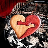 cheap Party Supplies-A Hug from My Heart for You Handmade Wood Carvings, A Hug from My Heart to Yours, Wooden a Hug from My Heart, Loving Hearts Creative Wooden Pendant for Him and Her (4PCS)