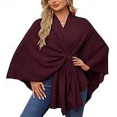 お買い得  ファーラップ-女性用ショールラップ、クロスフロントポンチョセーター、ニットケープ、柔らかく暖かい、エレガント、秋冬春の結婚式用