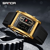 abordables Montres numériques-SANDA Hommes Montre Digitale Extérieur Mode Décontractée Montre Bracelet Lumineux Chronomètre Fonction réveille Calendrier Gel de Silicone Bracelet en acier inoxydable Suivre